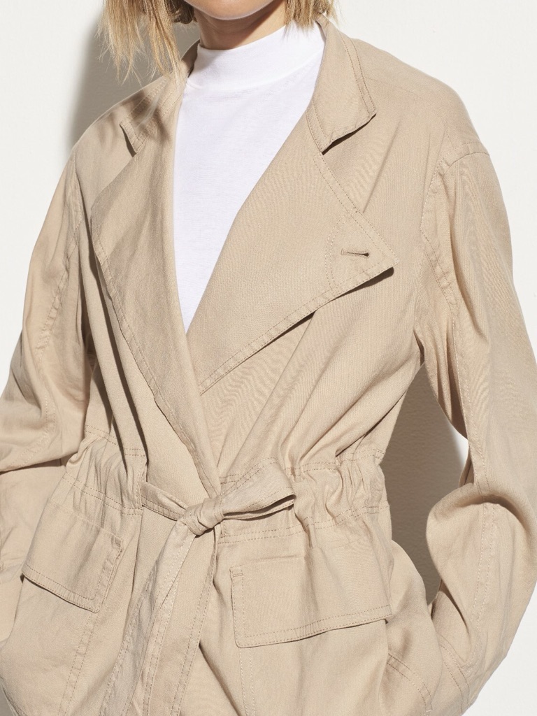 Vince Light Beige Tie-Waist Trench Coat